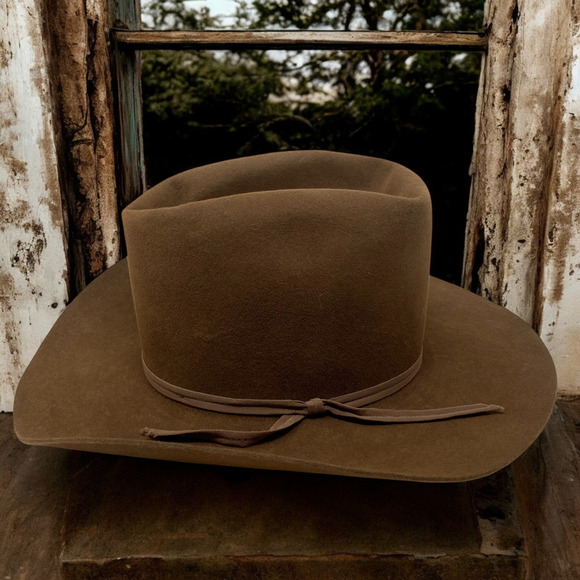 Vintage Resistol Chestnut Brown Las Vegas 5X Beaver Western Hat Sz 6 3/8 Boxed - Picture 2 of 15